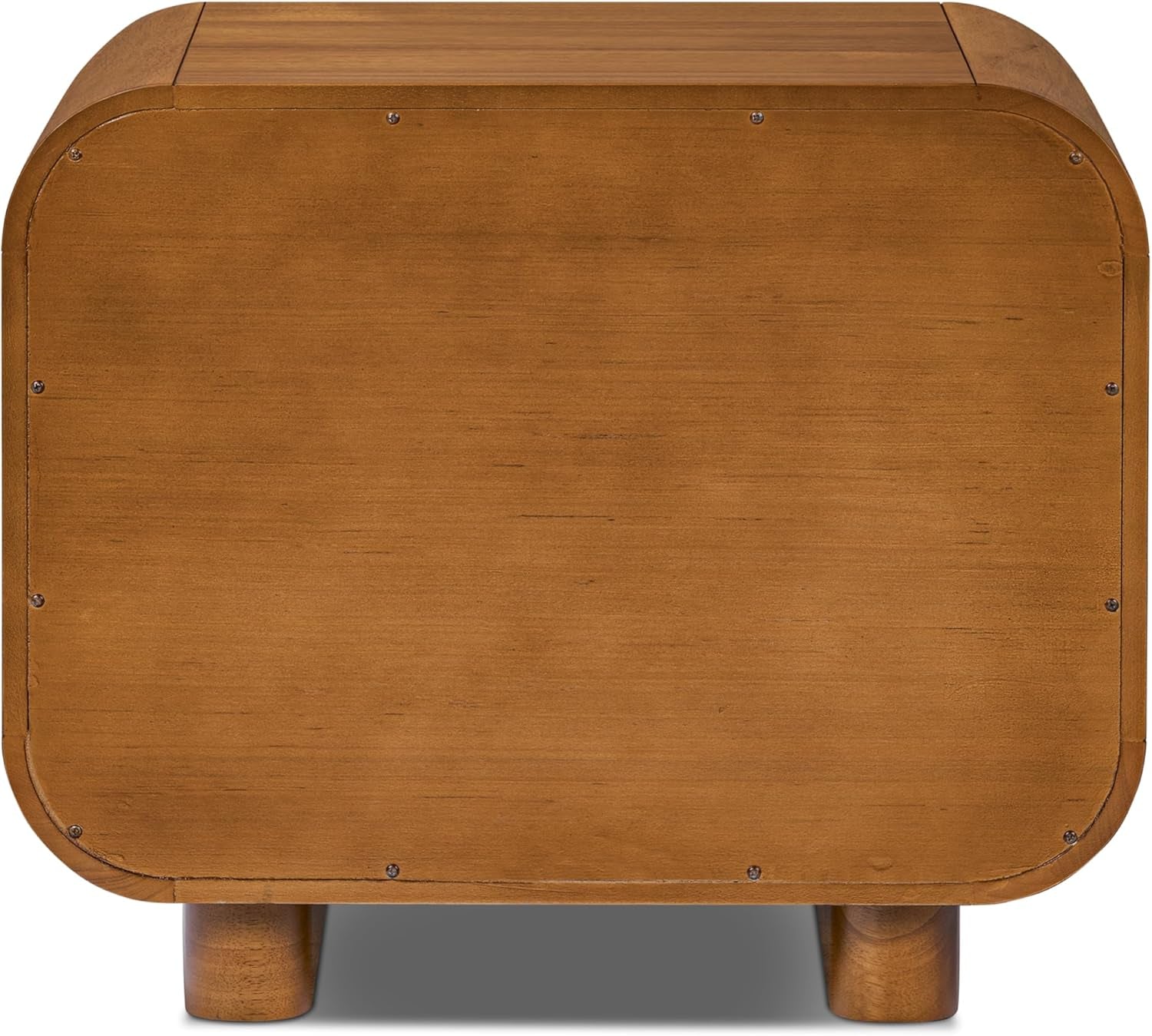Oslo 22” Nightstand – Mid-Century Modern Bedside Table with Soft-Close Drawers, Solid and Veneered Acacia Wood Construction, Brass Handles, Light Brown Finish