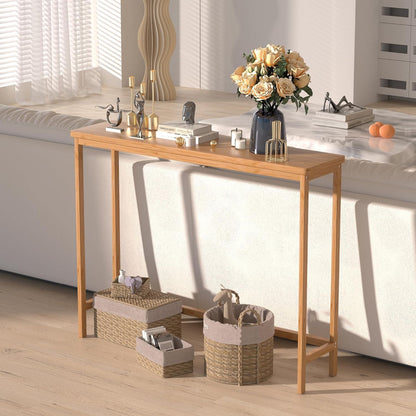 Console Table, Entryway Table, Narrow Sofa Table, 39" Bamboo Hallway Table for Entryway, Living Room, Bedroom, Foyer, Natural