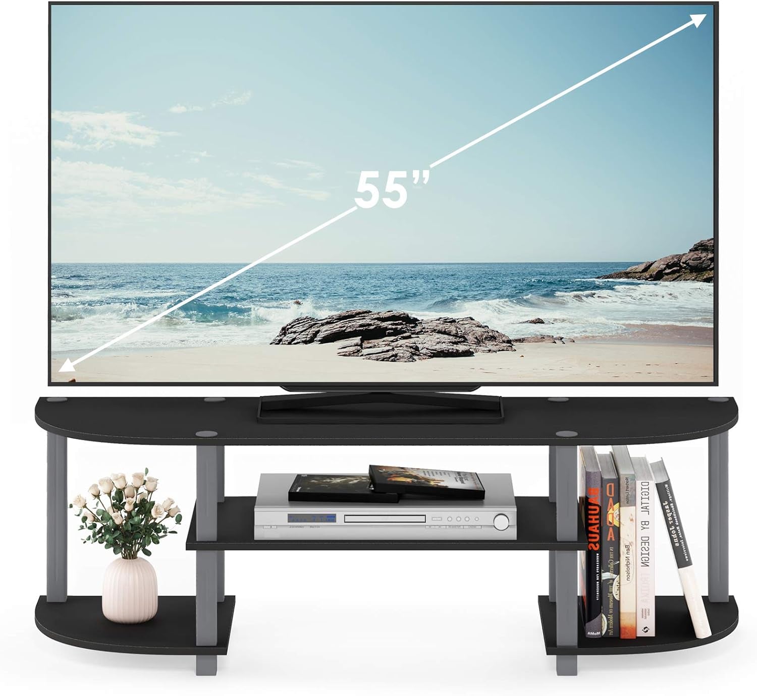 Turn-S-Tube Wide TV Entertainment Center, Black/Grey