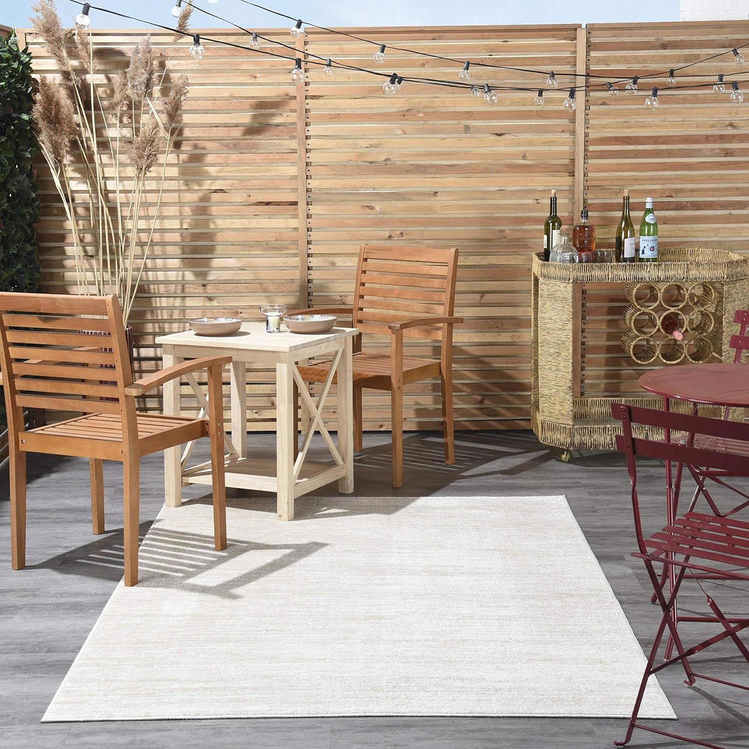 Home Essentials Indoor/Outdoor Ivory Beige 6' X 9' Area Rug, Easy Cleaning, Non Shedding, Bed Room, Living Room, Dining Room, Backyard, Deck, Patio (6X9)
