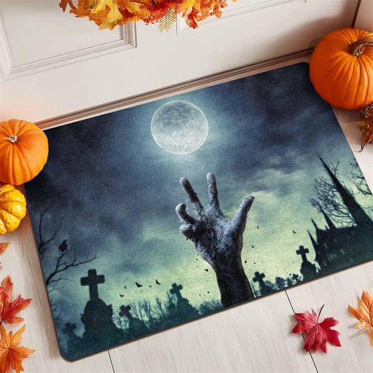 Halloween Doormat Zombie Grave Horror Hands Welcome Mats for Front Door, Front Porch Rugs Easy Clean Welcome Mat Outdoor Rug, 16" X 24" Inch