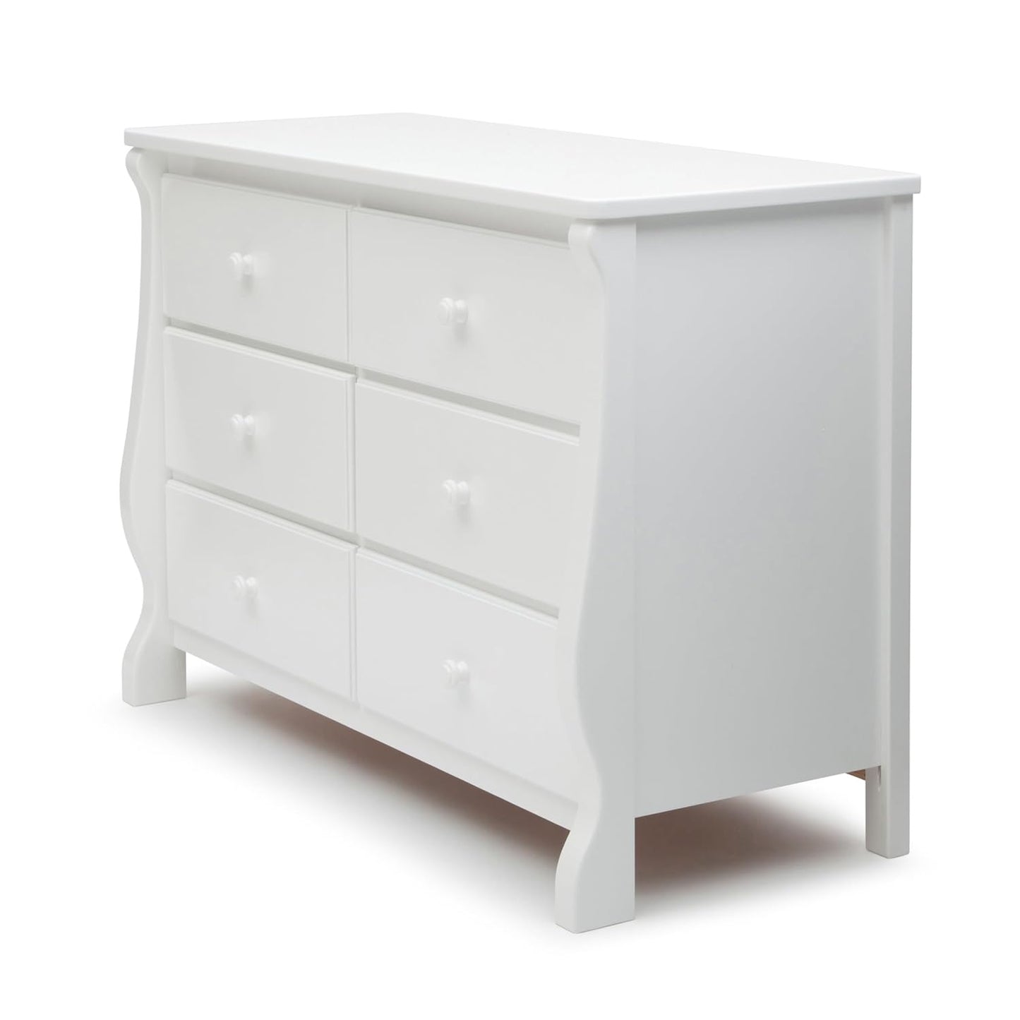 Universal 6 Drawer Dresser with Interlocking Drawers - Greenguard Gold Certified, White