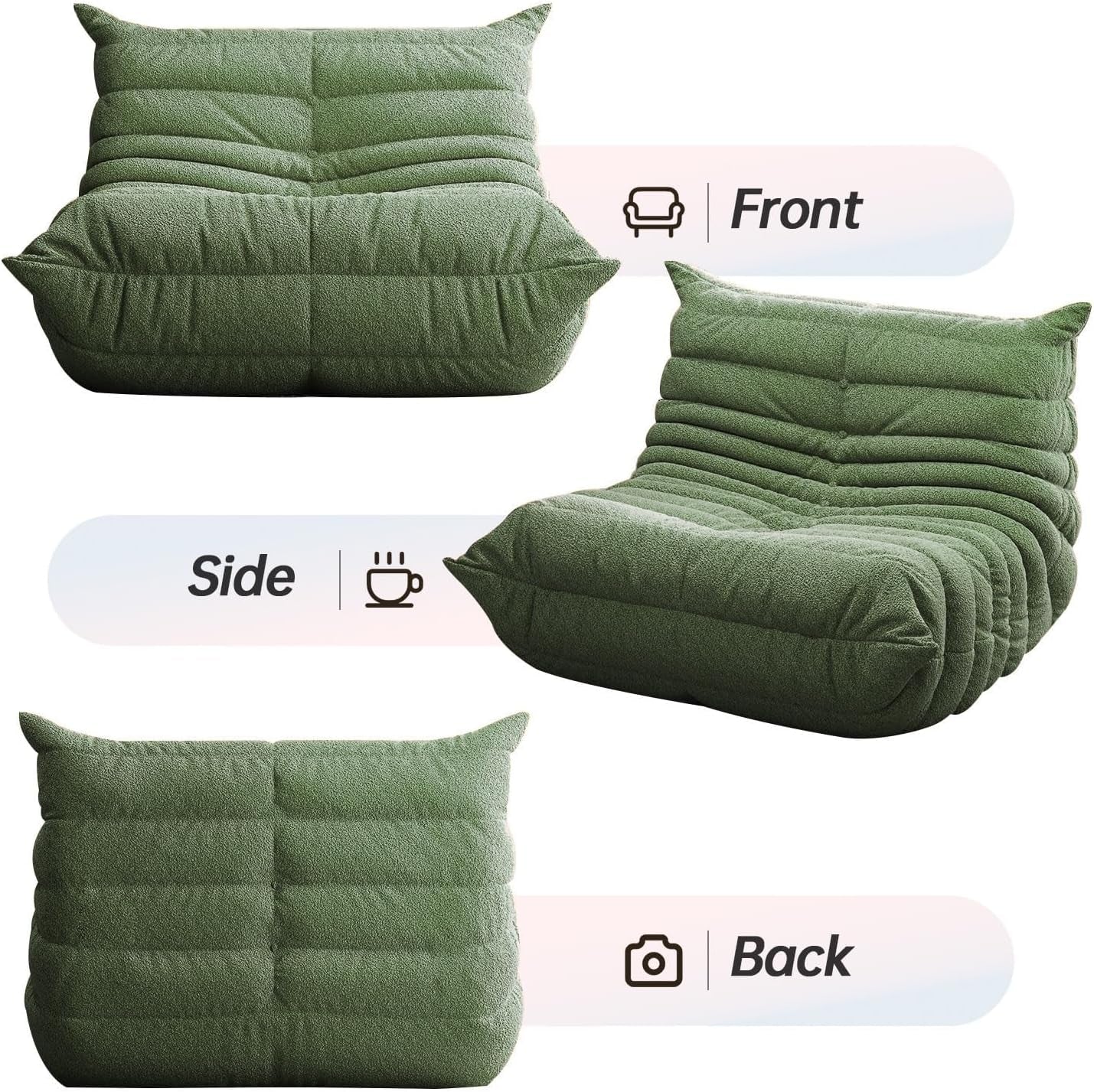 Bean Bag Chairs for Adults, Giant Beanbag Chair with Memory Foam, Comfy Lounge Chair Lazy Sofa for Apartment, Living Room, Bedroom, Office(Teddy Fabric)