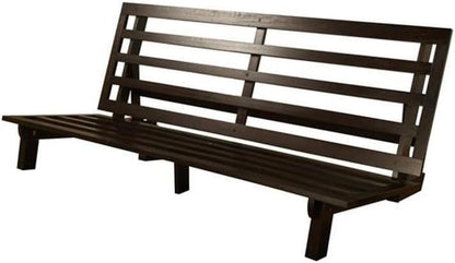 Carson Full Size Futon Frame and Mattress Set - Java Brown Finish Wood Futon Frame with Mattress Included in Linen Aqua Color