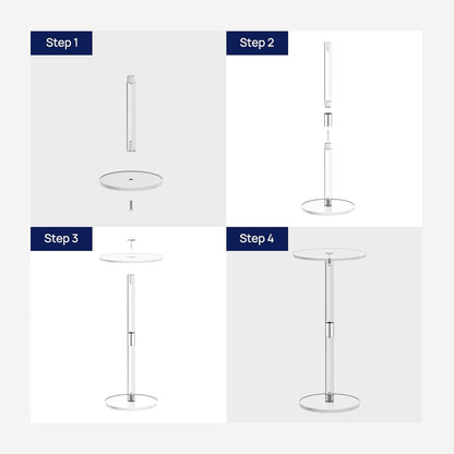 Acrylic Drink Table for Small Spaces, 10" L X 10" W X 21.3" H, Drink Side/End Table for Living Room, Round, Easy Assembly, Clear