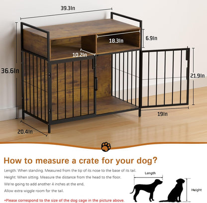 32/40 Inches Furniture Style Dog Crate for Medium Small Dog,Indoor Dog Kennels with Drawers Storage(Rustic Brown)