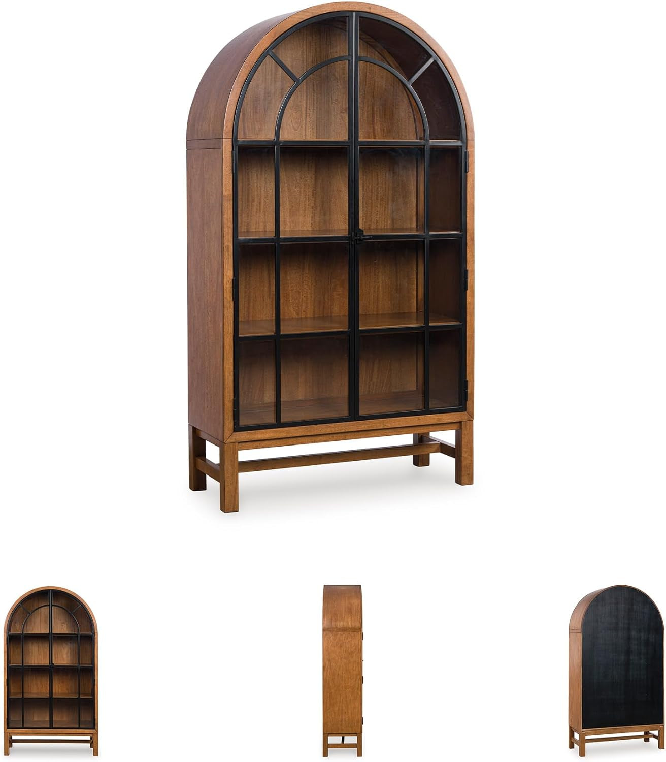 Chadworth Classic Display Cabinet with Anti-Tipping, Light Brown & Black