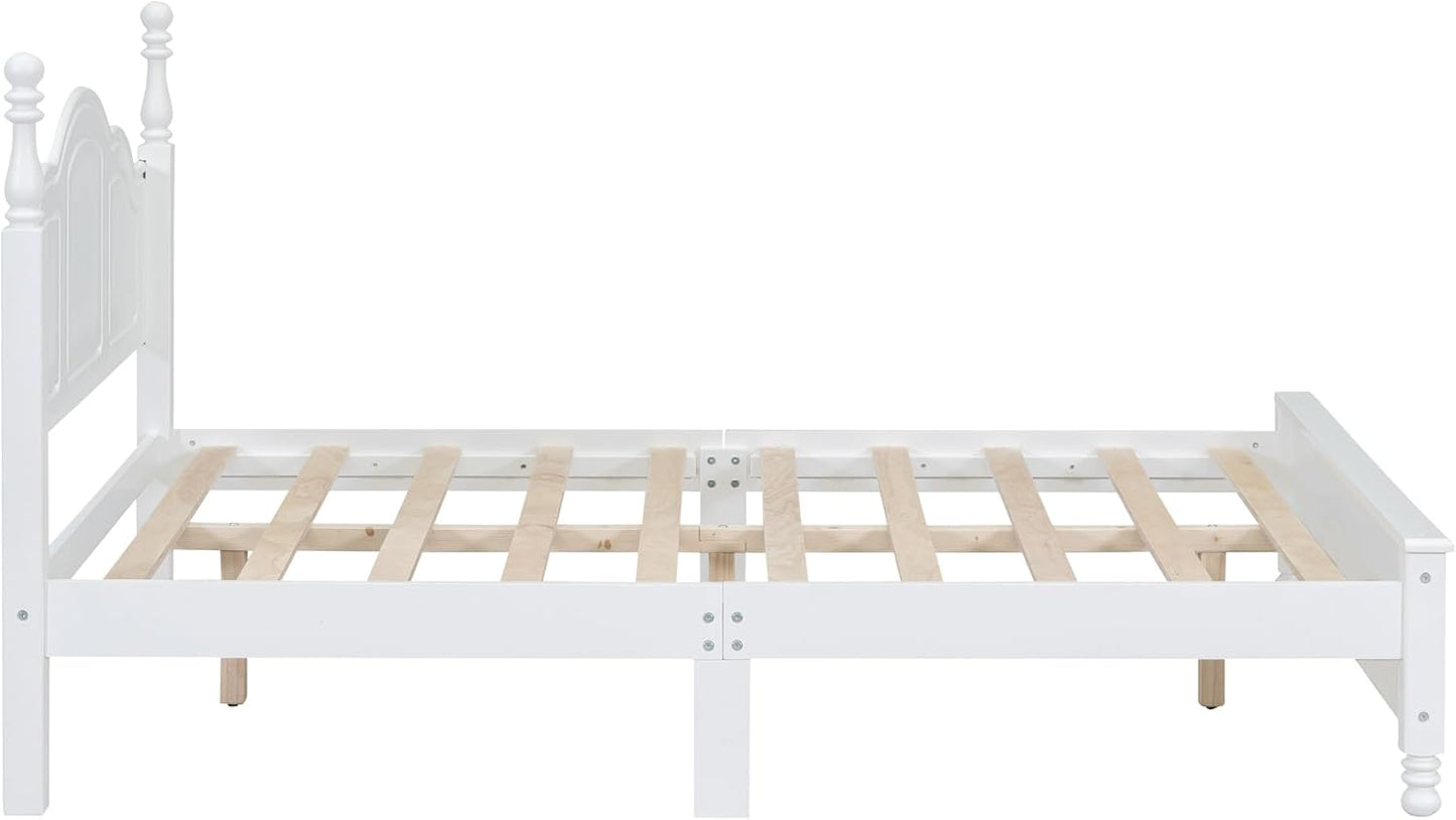 3-Pieces Bedroom Sets,Full Size Wood Platform Bed Frame for Boys Girls Kids Adults Toddler and Two Nightstands-White