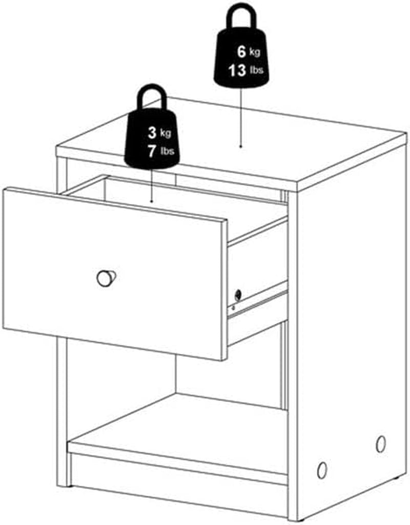 4-Pc Scandinavian Design Bedroom Furniture Set with 3-Drawer Chest, 6-Drawer Double Dresser & Two 1-Drawer Nightstands, Plastic Pewter Handles and Smooth Glides, in Black