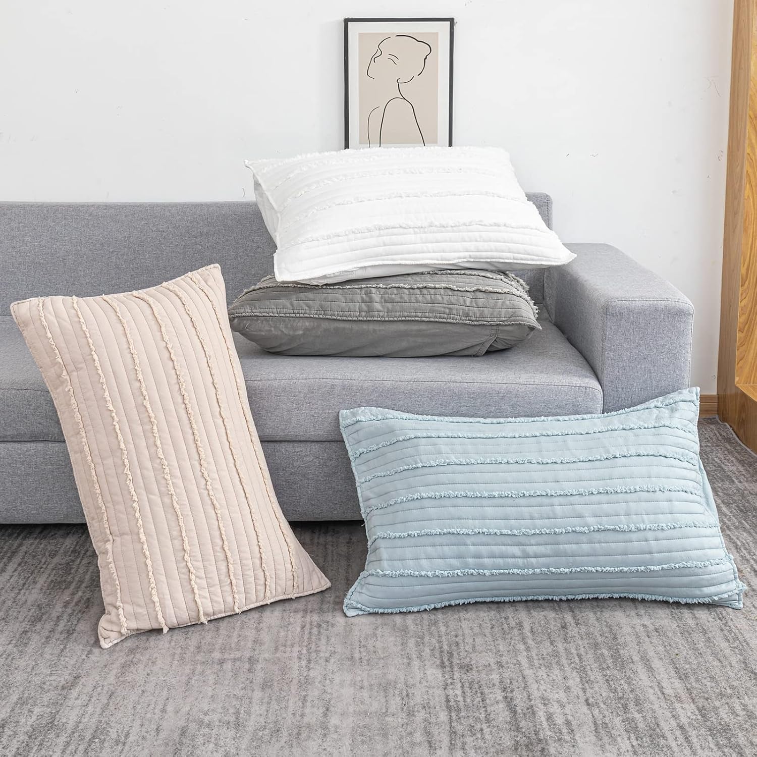 Queen Size Pillow Shams Set of 2, Ultra Soft Breathable 20 X 30 Inches Pillow Case Envelope Closure, Microfiber Farmhouse Bed Pillowcases for Easy Care, White