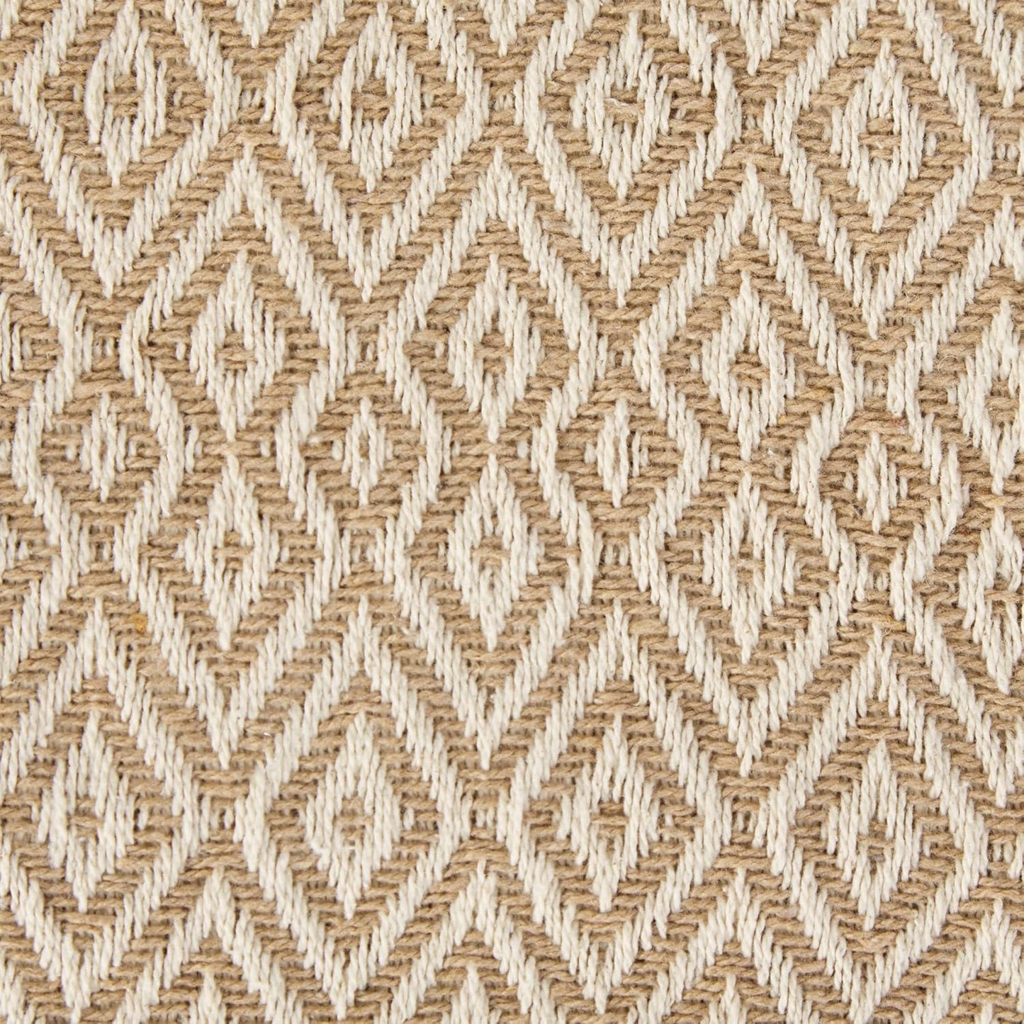 Rustic Farmhouse Double Diamond Woven Throw, 50X60, Stone
