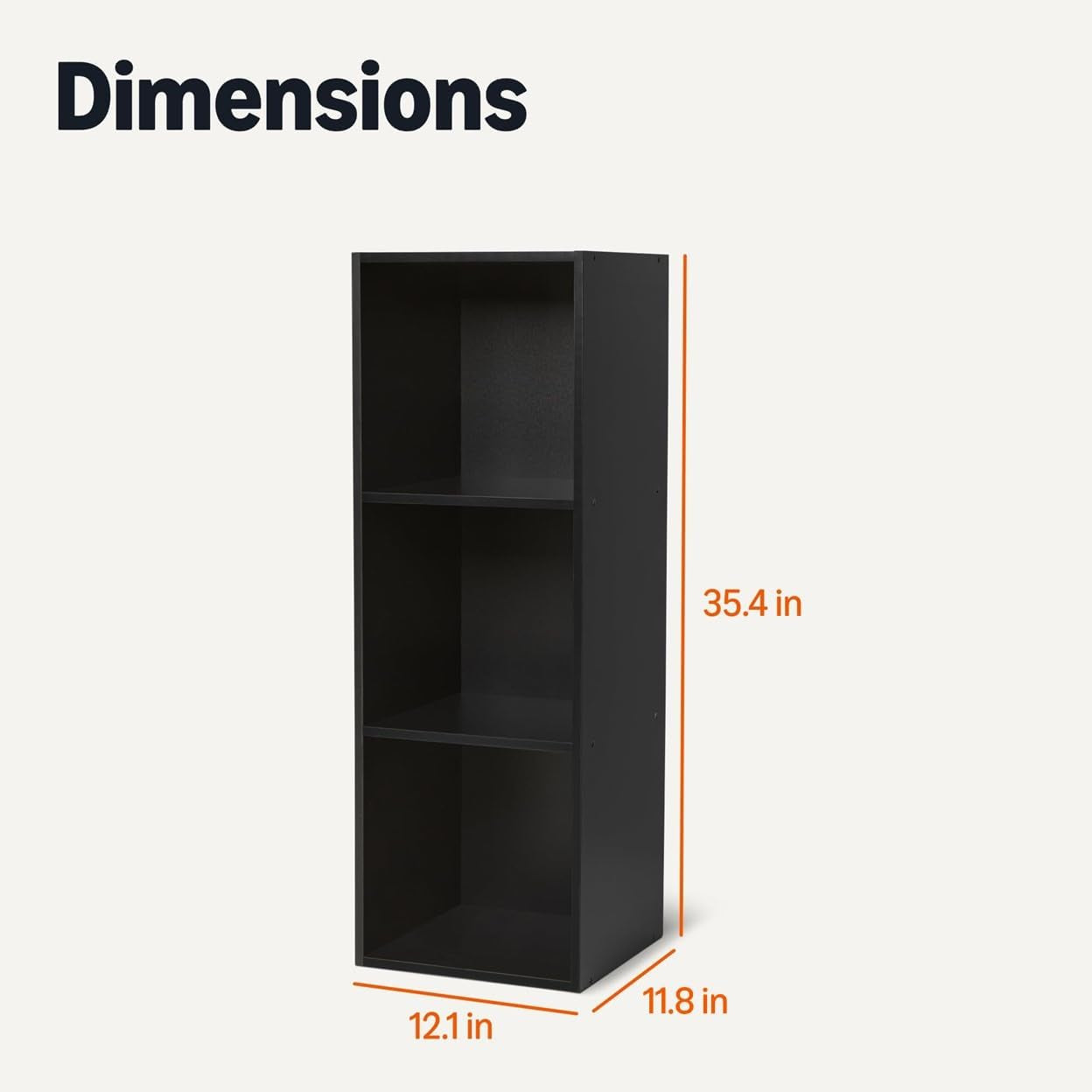 3-Cube Bookcase Compatible with Fabric Storage Cube Organizers, Black