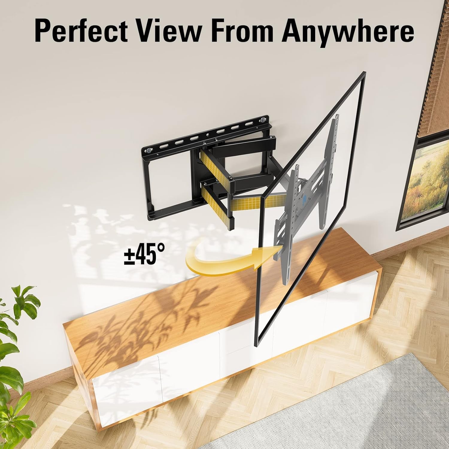 TV Wall Mount for 32-65 Inch Television,Mount with Swivel and Tilt, Full Motion Bracket with Articulating Dual Arms, Fits 16Inch Studs, Max VESA 400X400 Mm, 99Lbs, MD2380