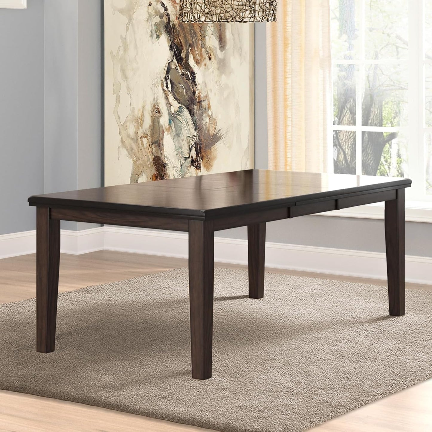 Haddigan Traditional Rectangular Dining Extension Table, Seats up to 8, Dark Brown