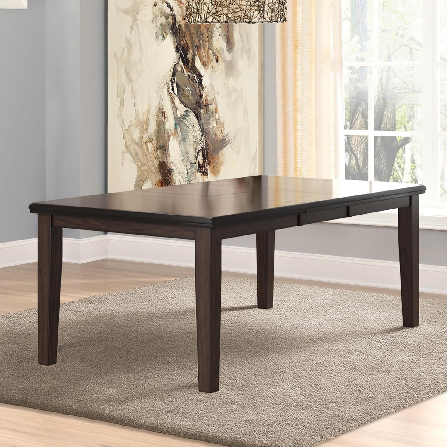 Haddigan Traditional Rectangular Dining Extension Table, Seats up to 8, Dark Brown