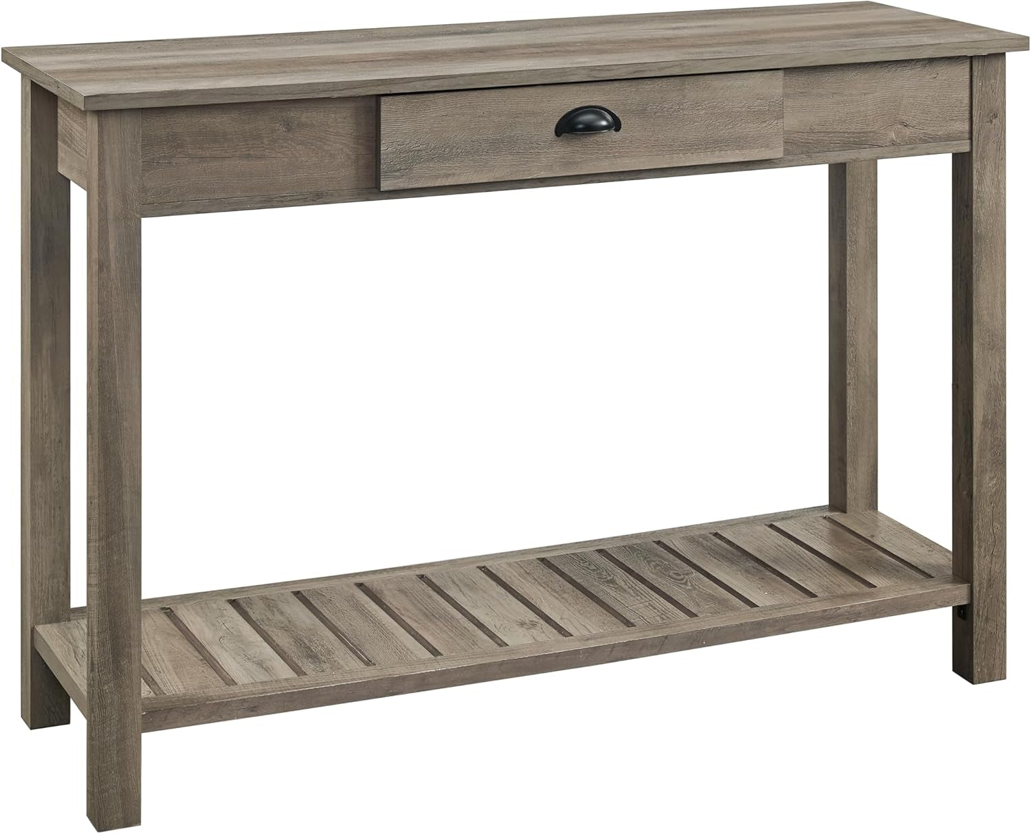 Rustic Wood Farmhouse Entryway Accent Table with Storage Drawer Entry Table Living Room End Table, 48 Inch, 32" H X 48" L X 16" W, Grey