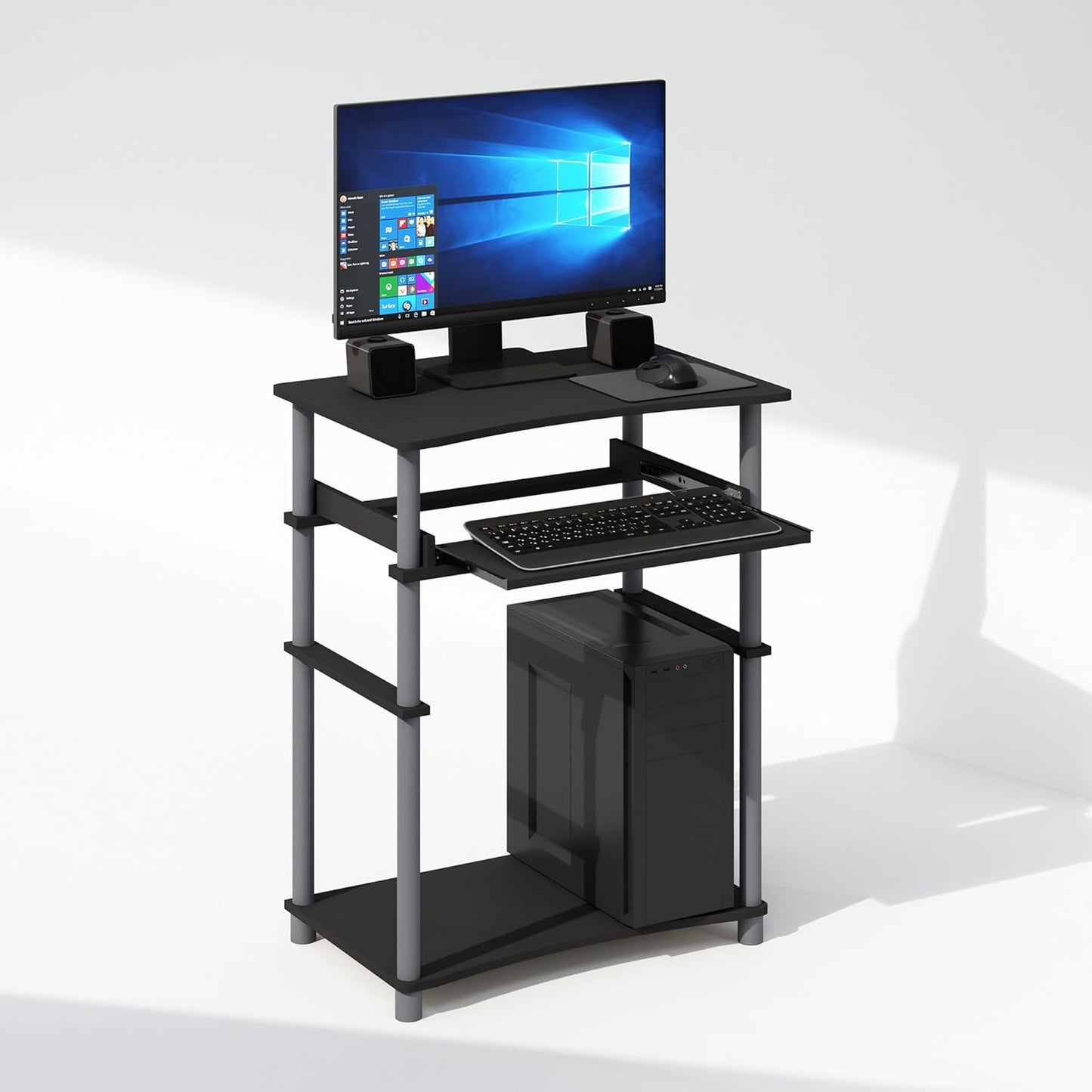Home Desk, Gaming Desk with Keyboard Tray, Computer Desk, Office Writing Desk for Home Office, Bedroom, Black