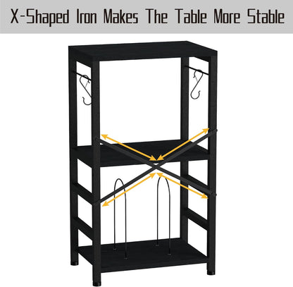 End Table with LED Light,Record Player Stand with Albums Storage,Vinyl Records Storage,Turntable Stand Side Table for Music Room Studio Living Room Bedroom-Modern Black
