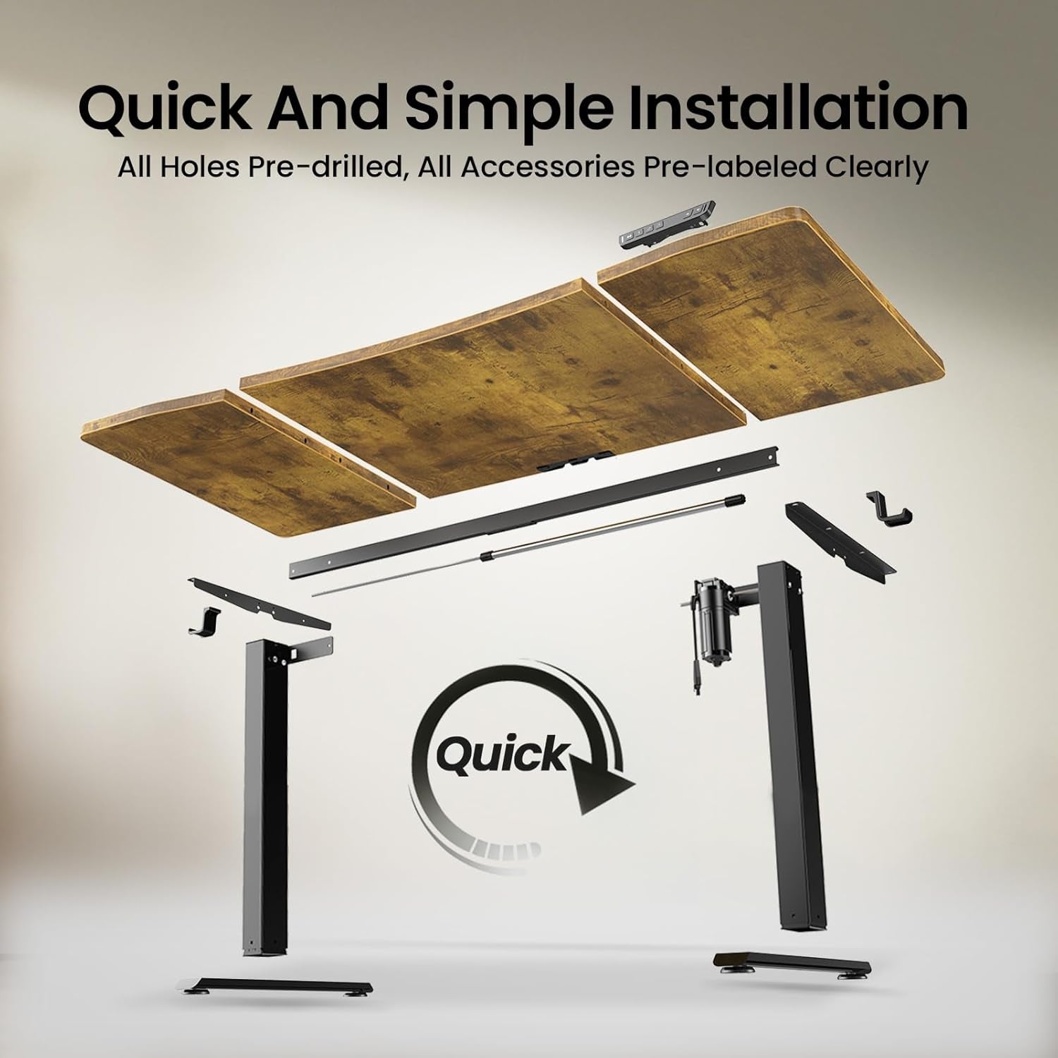 63 X 28 Inch Electric Standing Desk, Sit to Stand Up, Work Home Office Computer Table for Study, Walking Pad, Writing, and Games, Wooden Desktop Desks, Brown