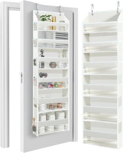 UPGRADED over the Door Organizer Hanging - 100D EXTRA THICK & 50Lbs HUGE CAPACITY 6 Large Front & 12 Side Pockets, over the Door Shoe Organizer, Hanging Closet Organizer (Ivory, 1Pc)
