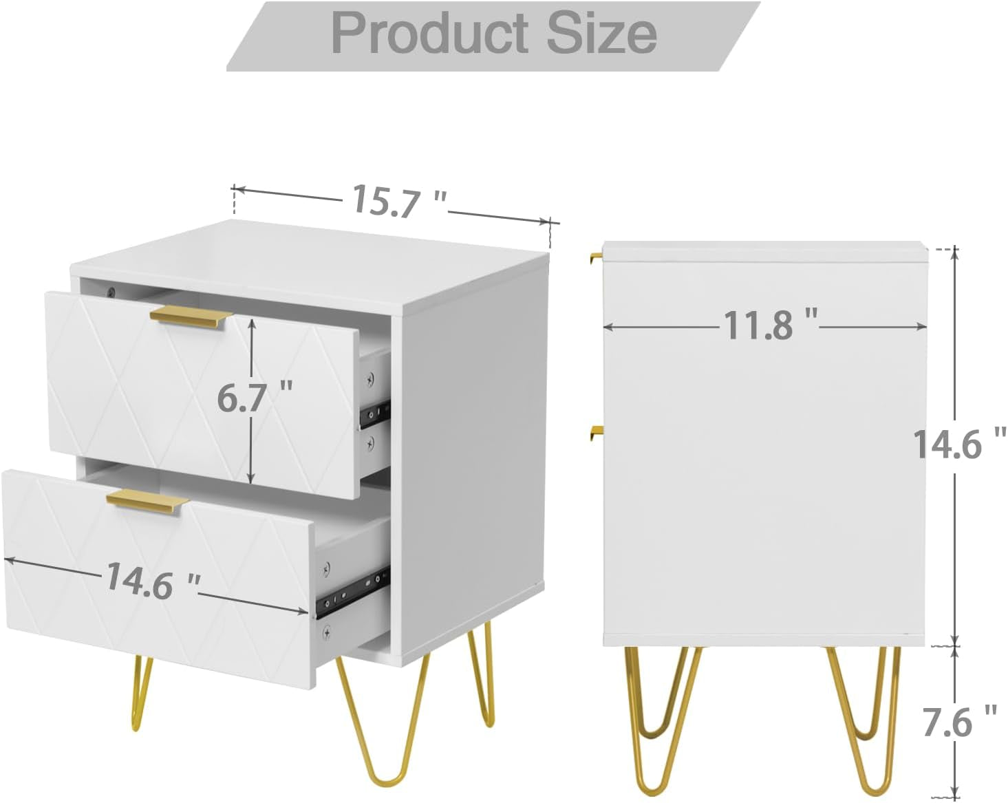 Modern Nightstands and 9 Drawer Dresser Sets Bedside Table Set Bedroom Set 3-Piece White