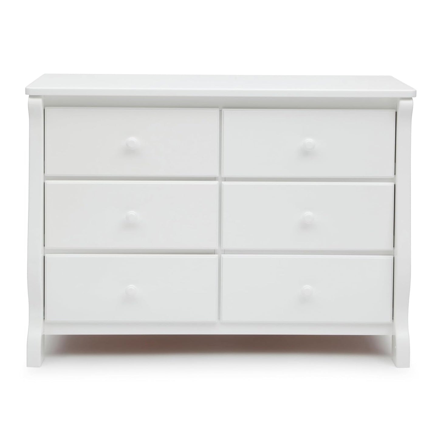 Universal 6 Drawer Dresser with Interlocking Drawers - Greenguard Gold Certified, White