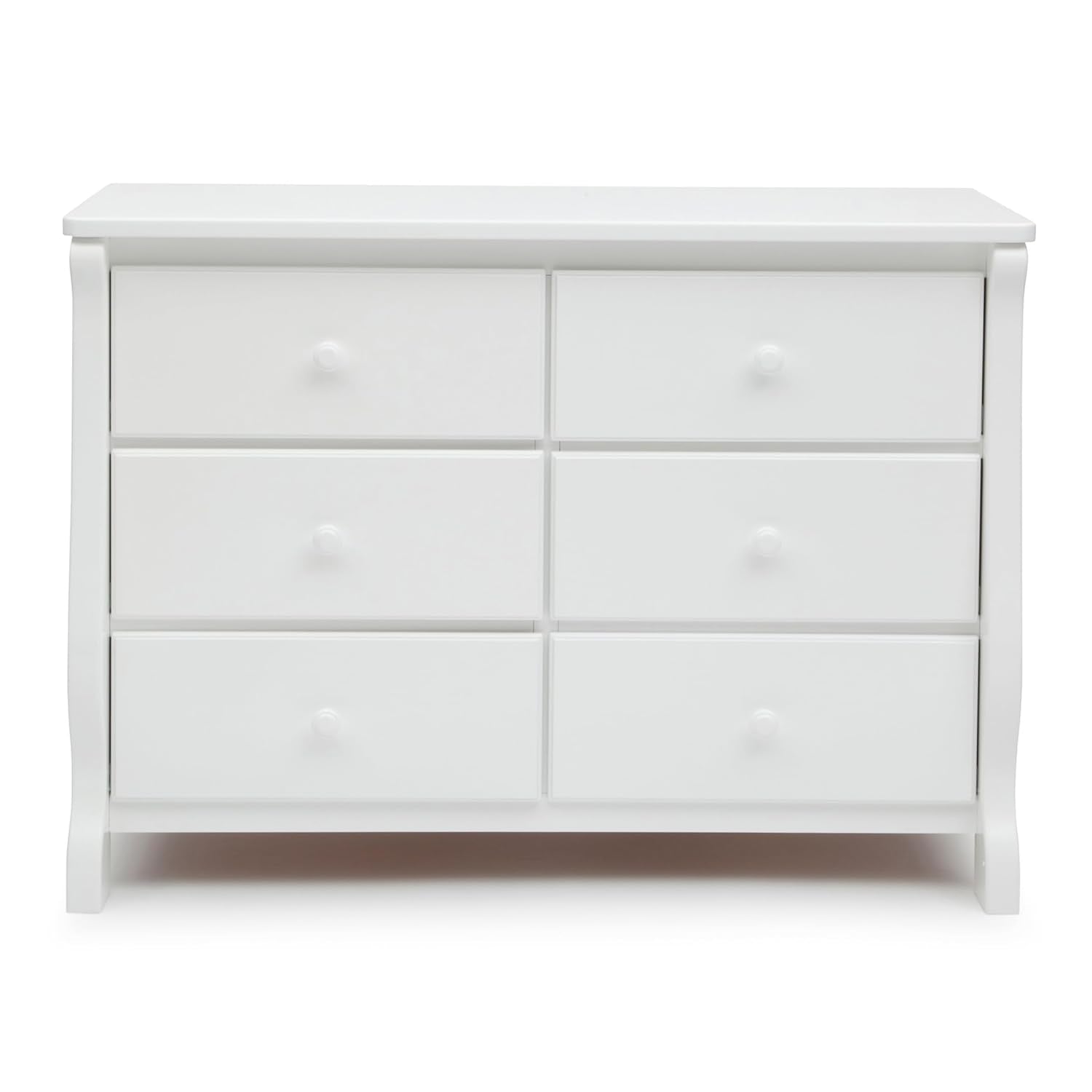 Universal 6 Drawer Dresser with Interlocking Drawers - Greenguard Gold Certified, White