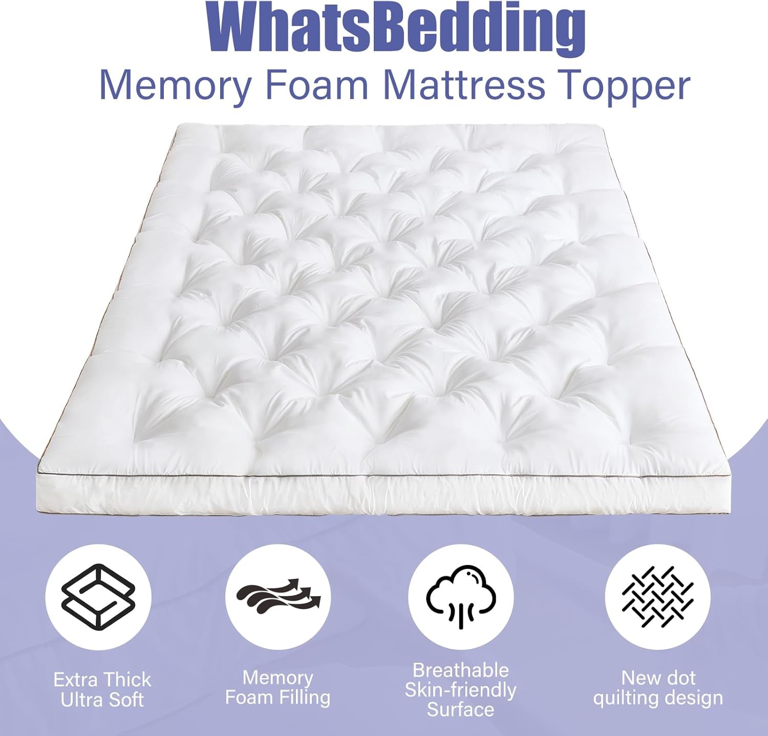 4 Inch Memory Foam Mattress Topper King for Back Pain Relief, Filled with Breathable Gel Memory Foam, Fluffy Comfort Supportive Pillow Top Mattress Topper, 80X78X4In