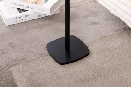 Small Pedestal Drink Table, Wooden Top Side Tables Martini Cocktail Drink Stand, Durable Square Tiny End Table Accent Table with Weighted Base for Living Room, Bedroom, Office, Small Spaces, Black