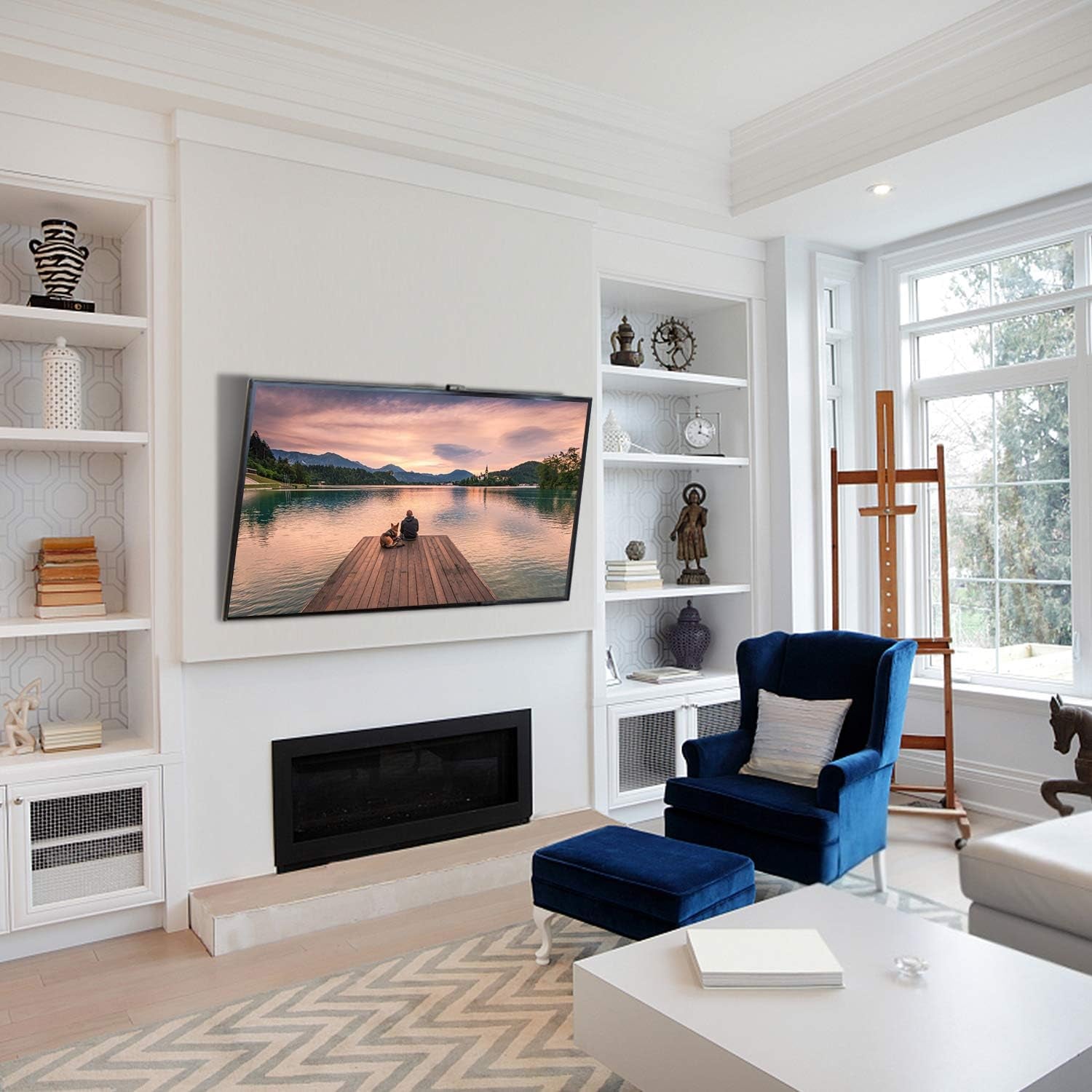 Tilting TV Wall Mount Bracket Low Profile for Most 23-60 Inch LED LCD OLED, Plasma Flat Screen Tvs with VESA 400X400Mm Weight up to 115Lbs, Fits 16" Wood Stud