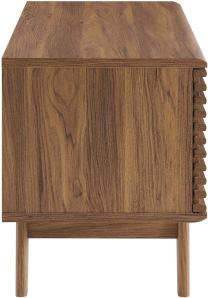 Render Mid-Century Modern 37" Vinyl Record Display Stand in Walnut, 37 Inch