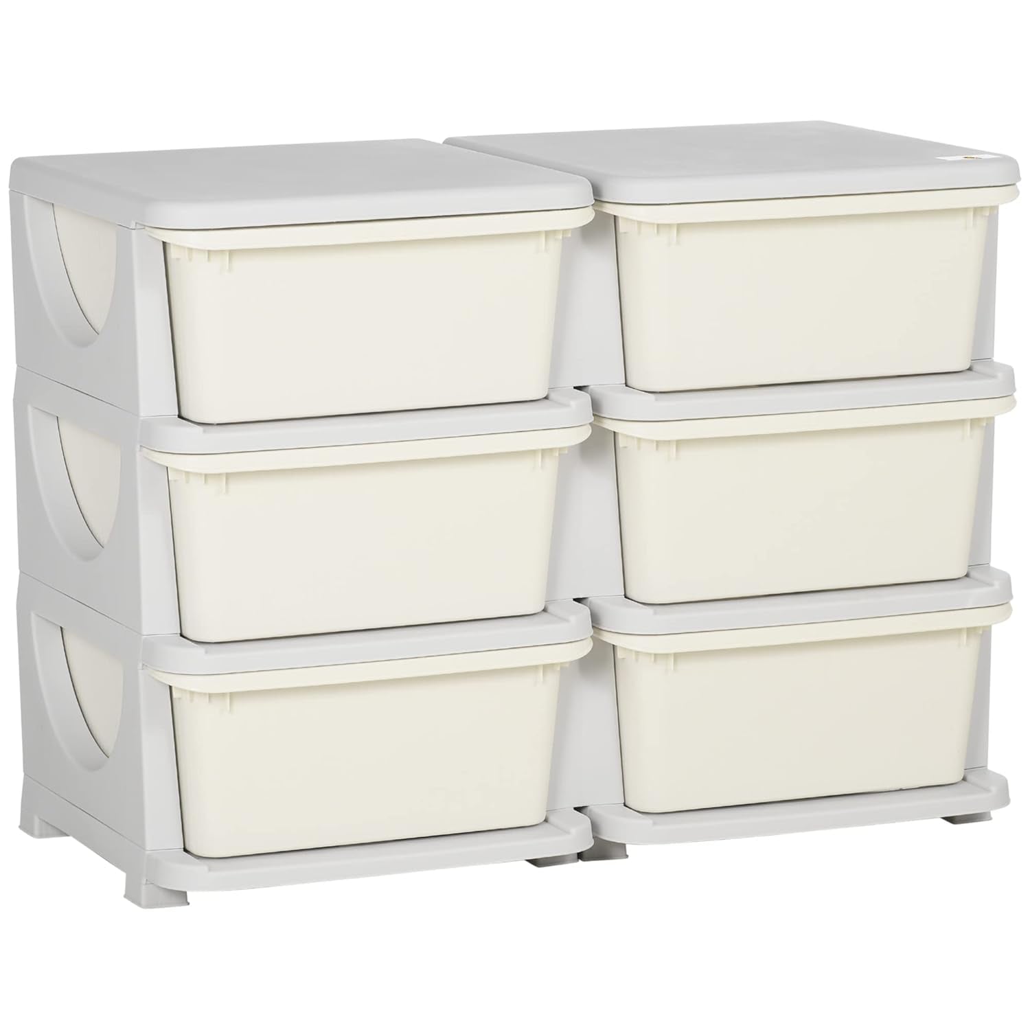 3 Tier Kids Storage Unit, Toy Organizers and Storage with 6 Drawer Chest for Kids Bedroom Nursery Kindergarten Living Room for Boys Girls Toddlers, Cream White