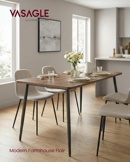 Dining Table for 4-6 People, Modern Farmhouse Dining Room Table, Quick Assembly, Heat-Resistant Tabletop, 55.1 X 29.5 X 29.5 Inches, for Kitchen, Natural Walnut and Ink Black UKDT100K02V2