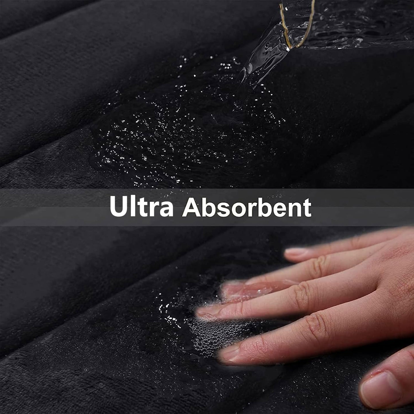 Memory Foam Bath Mat, 24" X 16", Ultra Soft and Non-Slip Bathroom Rugs, Water Absorbent and Machine Washable Bath Rug for Bathroom, Shower, and Tub, Black
