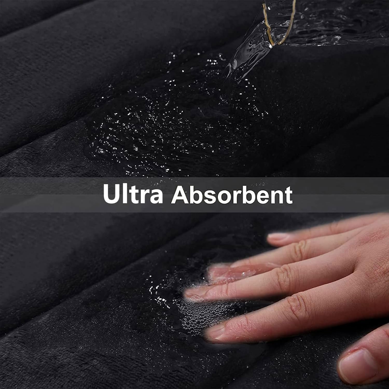 Memory Foam Bath Mat, 24" X 16", Ultra Soft and Non-Slip Bathroom Rugs, Water Absorbent and Machine Washable Bath Rug for Bathroom, Shower, and Tub, Black