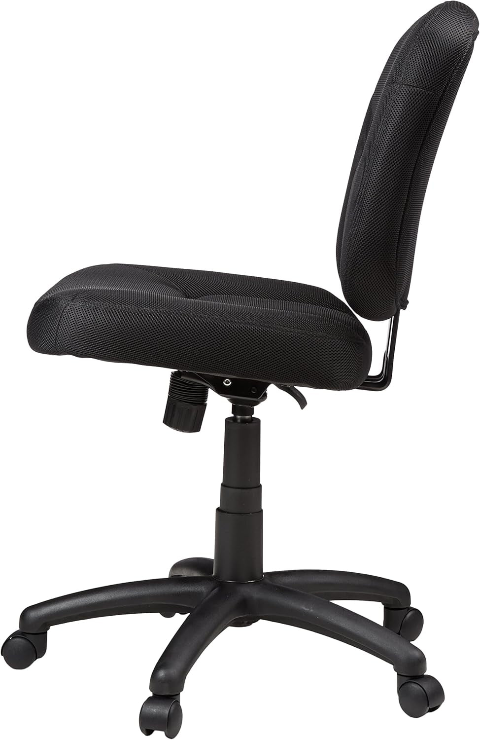 Low-Back Office Desk Chair, Adjustable Height, 360 Degree Swivel, Fabric Upholstery, Black