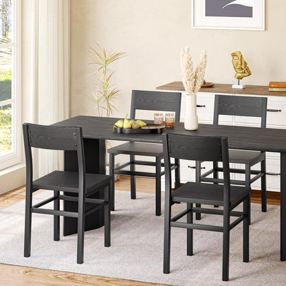 Dining Chairs Set of 4, Rustic Wood Dining Room Chairs with Thickened and Strengthened Metal Steel Frame & Slat Back, Modern Farmhouse Chair for Kitchen, Dining Room (4, Dark Black)