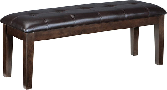 Haddigan Traditional Upholstered Dining Room Bench, Dark Brown