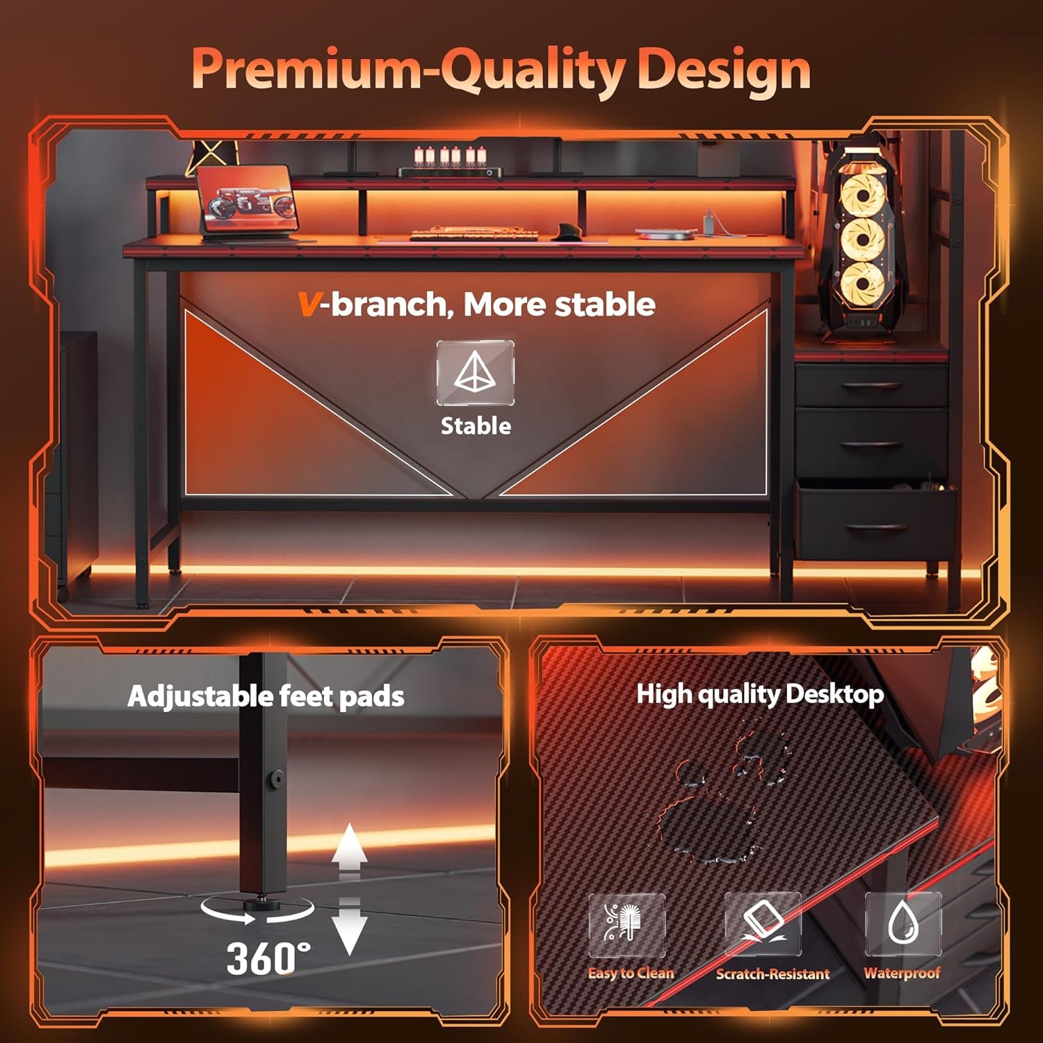 Small L Shaped Computer Desk with Power Outlets, Gaming Desk for Small Spaces, Corner Desk with Reversible Storage Shelves, Study Writing Table for Home Office (Socket, Black, 40 Inch)