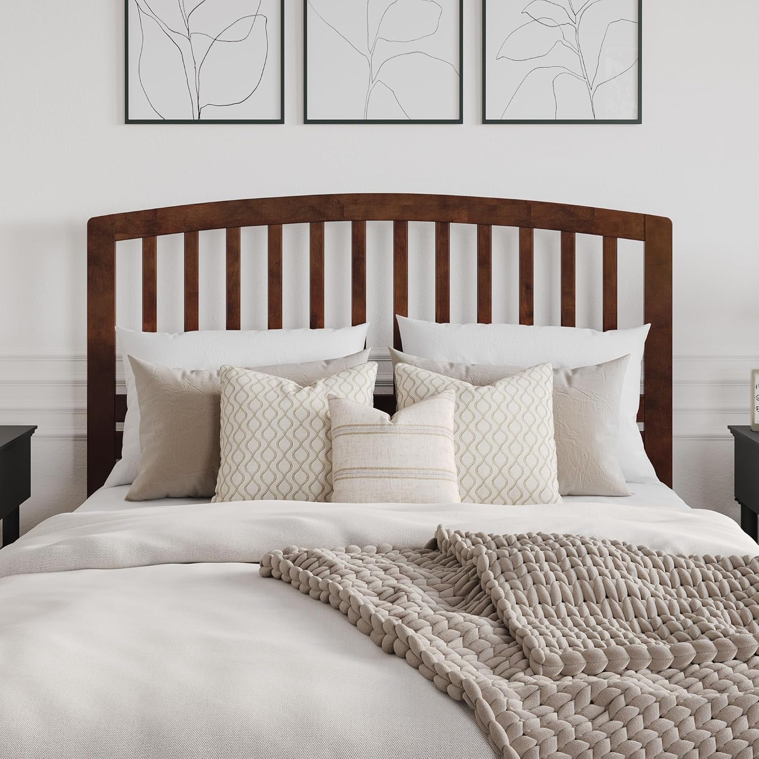 , Richmond Slatted Queen Solid Wood Headboard, Walnut