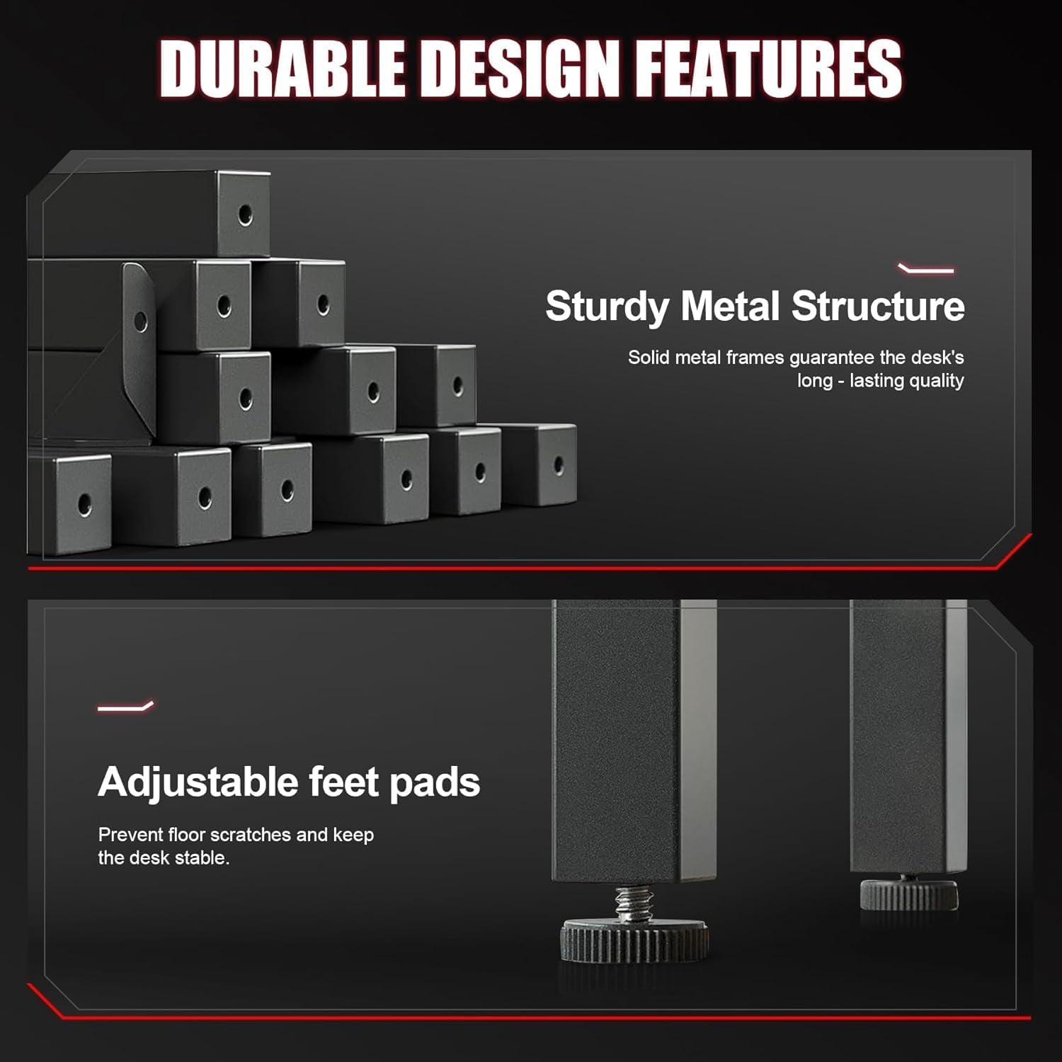 Gaming Desk 55 Inch with LED Lights, Large Computer Desk with Mouse Pad for Home Office, T-Shaped Carbon Fibre Surface PC Game Workstations with Headphone Hook