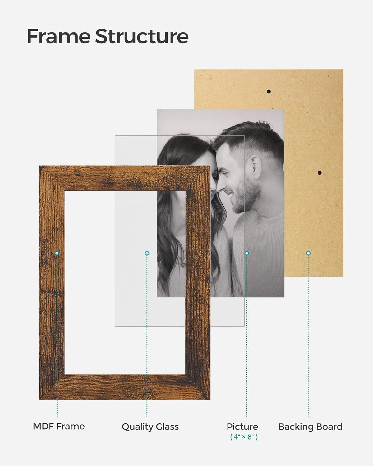 4X6 Collage Picture Frames, 10-Pack Photo Collage Frame for Wall Decor, Glass Front, Assembly Required, Rustic Brown URPF020X02