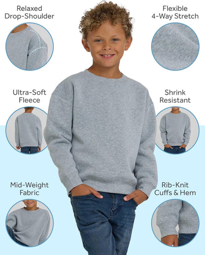 3 Pack Boys Sweatshirts Long Sleeve Boy Crewneck Relaxed Soft Essentials Teen Pullover Sweaters for Youth Kids
