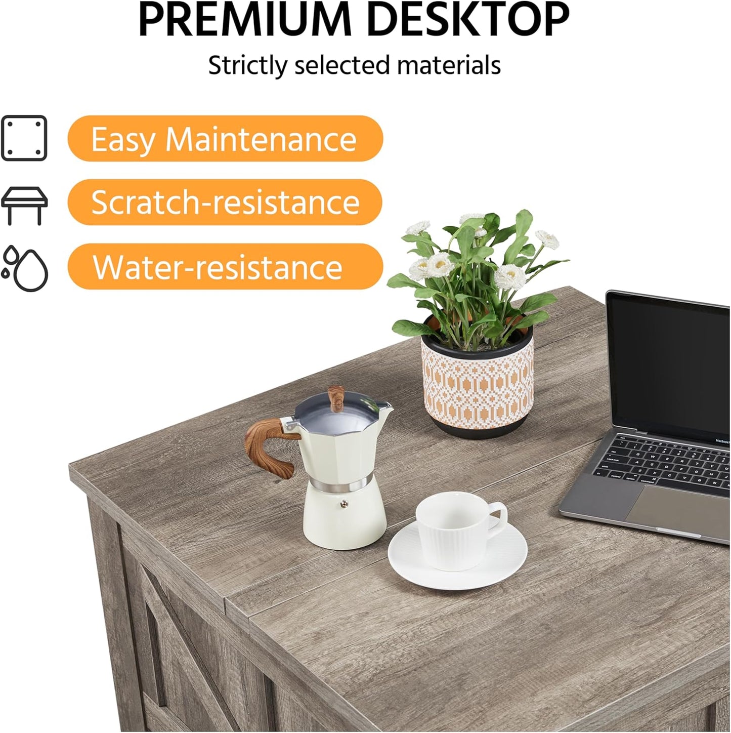 Lift Top Coffee Table, Square Farmhouse Coffee Table with Hidden Storage Compartment, Wood Center Table for Living Room, Home Office, Gray