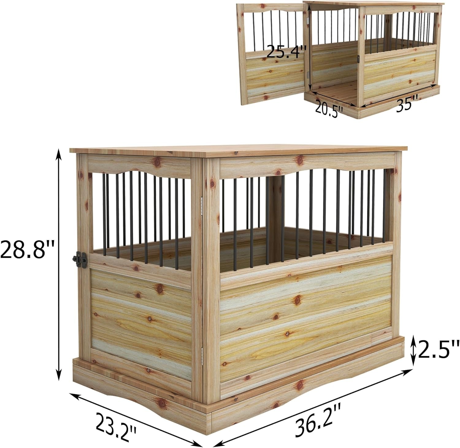 Solid Wood Dog Crates for Medium Dogs, Multifunctional Dog Kennel Furniture, Sufficient Space for Pets Dog Kennel Indoor, Medium Dog Crate Furniture with Reliable Metal Lock