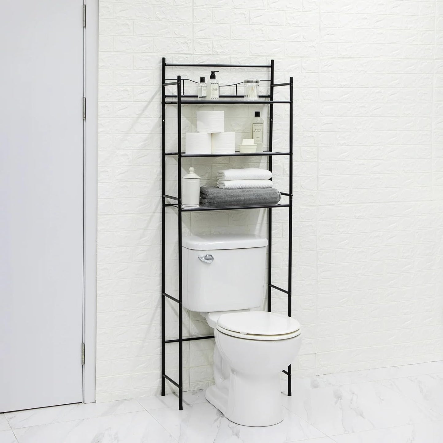 3-Shelf Mount Storage,Over the Toilet Steel Wall Mount Storage Shelf Unit, Holds up to 30 Lb Capacity