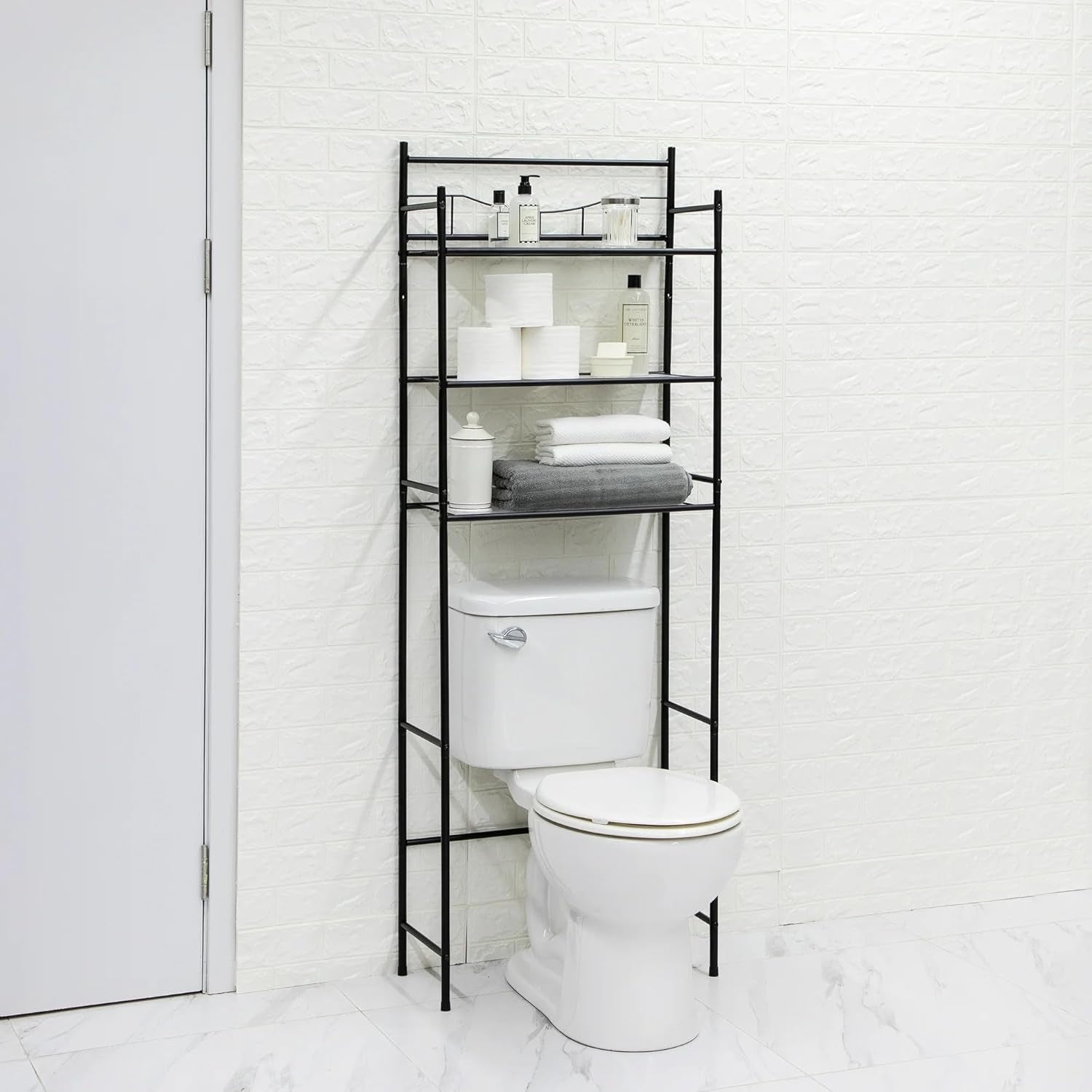 3-Shelf Mount Storage,Over the Toilet Steel Wall Mount Storage Shelf Unit, Holds up to 30 Lb Capacity