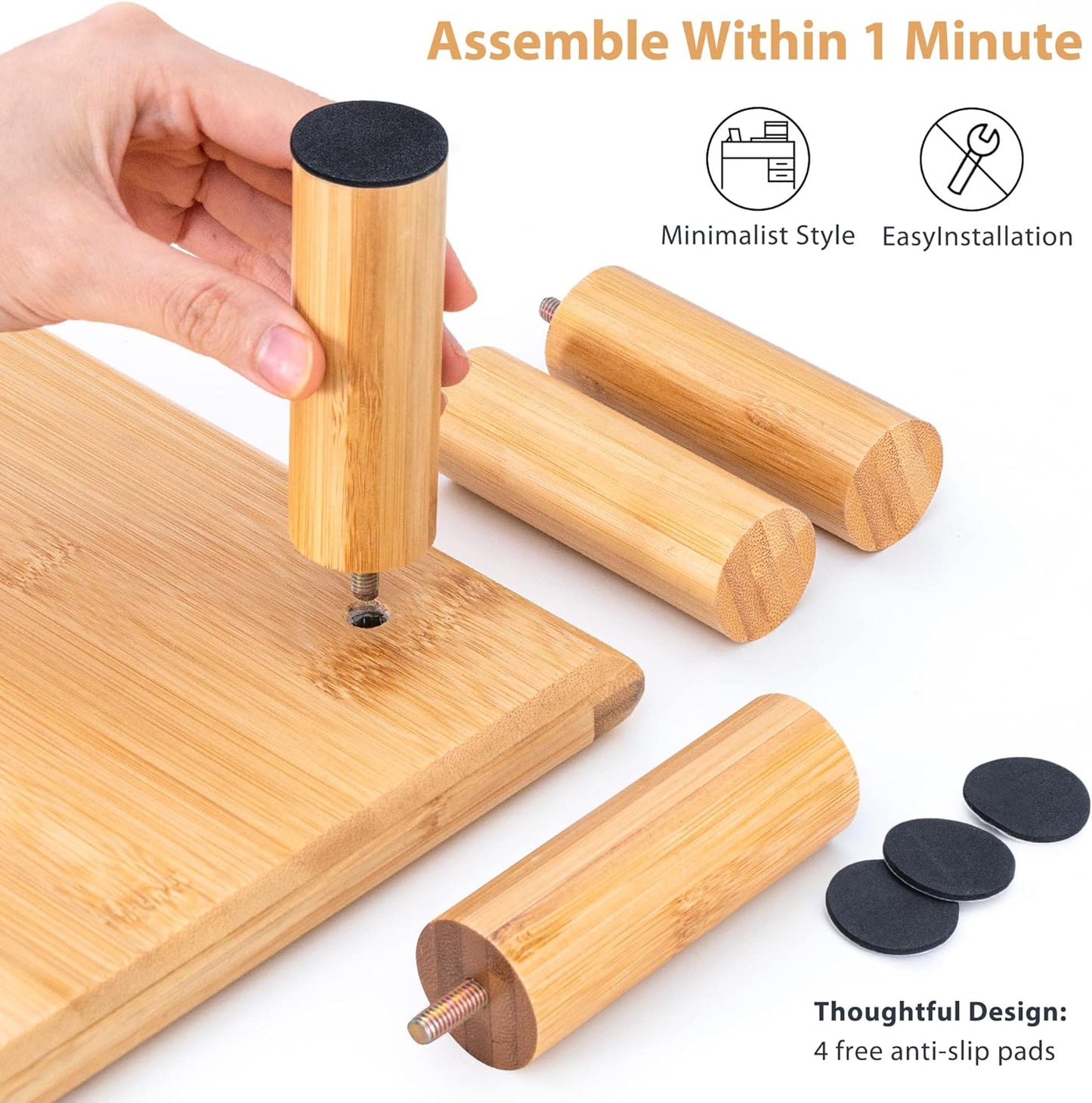 Bamboo Dual Monitor Shelf, Monitor Stand Riser with underneath Storage for Desk Office Supplies, Supports Heavy TV up to 300 Lbs, Natural