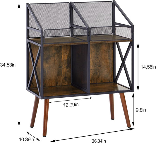 Vinyl Record Storage Holder Rack,250 LP Wooden Record Display Table for Albums Books Magazines Files for Living Room Bedroom Patent Pending