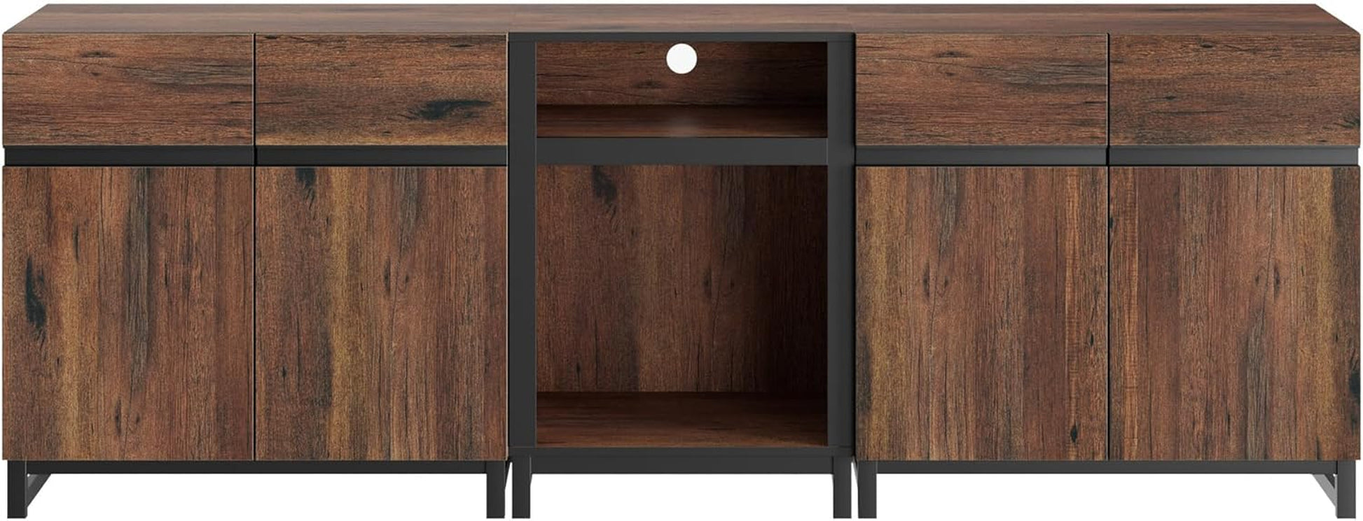 TV Stand for Tvs up to 90 Inch, 3 in 1 Modern Entertainment Center with Metal Base & 2 Adjustable Shelves, TV Console for Living Room,Brown